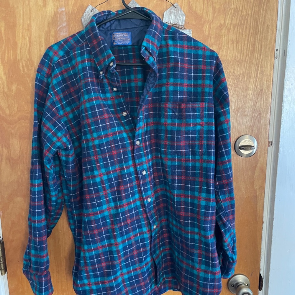 Pendleton Men's Casual Plaid Shirt - Blue and Red